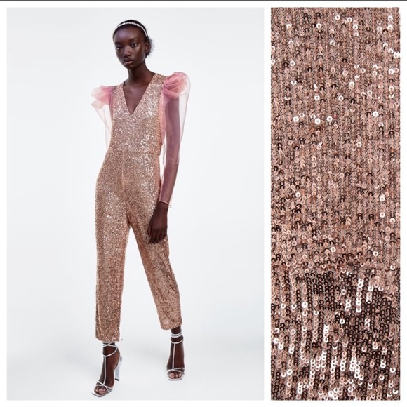 zara sequin jumpsuit